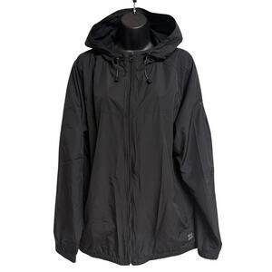 O'neill Travel Mens Black Windbreaker Jacket Size Large L Long Sleeve Hoodie EUC